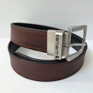 Carhartt Belt Mens 42 Brown Black Reversible Leather Work Casual